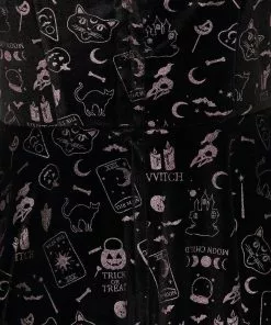 New In Collectif Rochelle Spooky Velvet 80's Skater Dress Black