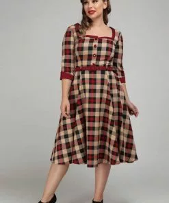 Collectif Linette McKenzie Check 40's Swing Dress Multi