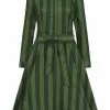 Collectif Mara Garden Stripes 40's Swing Dress Green