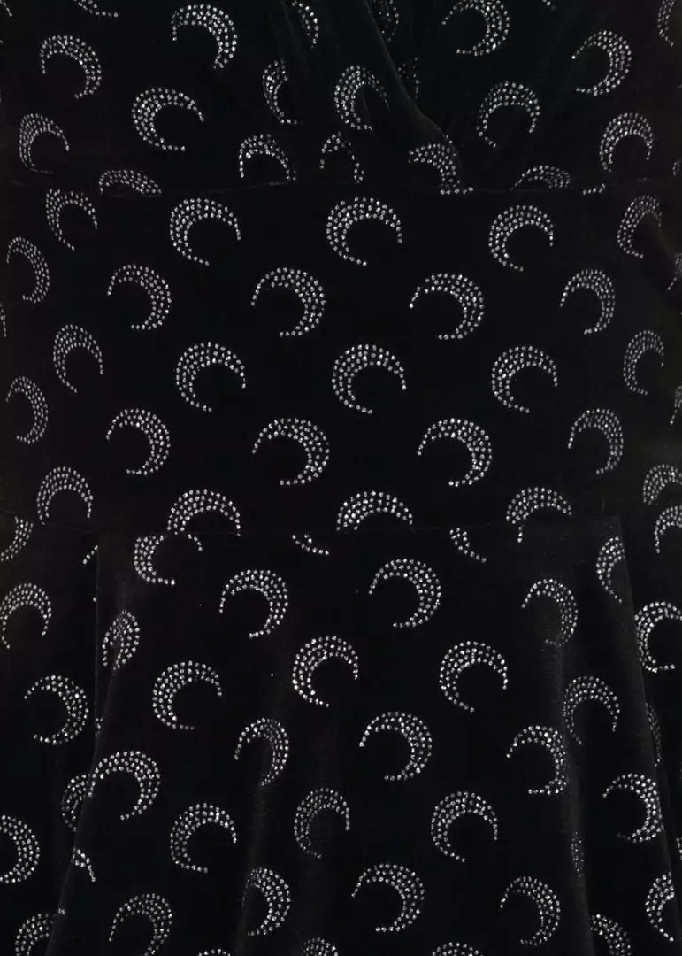 Collectif Trixie Glitter Moon Velvet 50's Swing Dress Black Silver New In 5 Collectif Trixie Glitter Moon Velvet 50's Swing Dress Black Silver New In