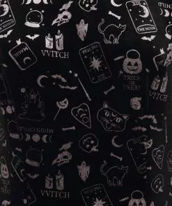 Collectif Peta Spooky Velvet 40's Swing Dress Black New In