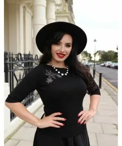 New In Collectif Vana Spider 40's Jumper Black 8 New In Collectif Vana Spider 40's Jumper Black