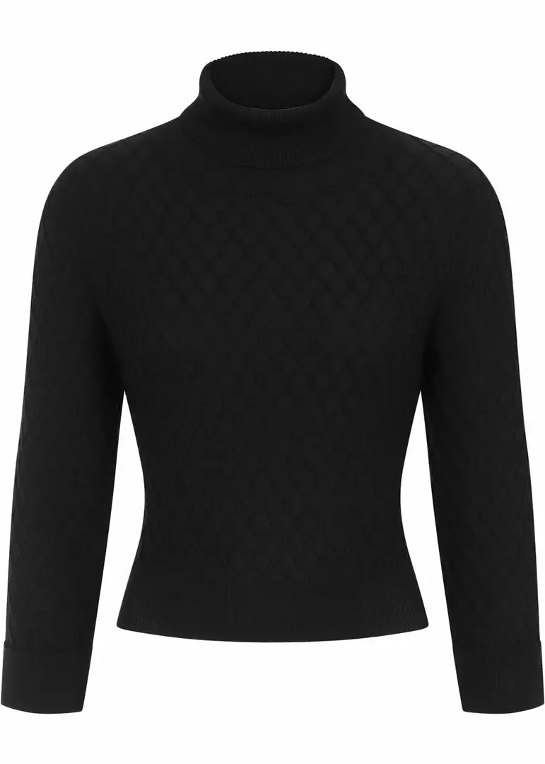 Collectif Rai Knitted 60's Jumper Black 3 Collectif Rai Knitted 60's Jumper Black