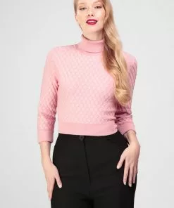 Collectif Rai Knitted 60's Jumper Pink New In