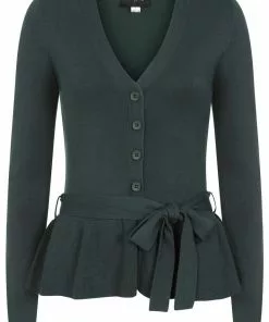 New In Collectif Flo Peplum 40's Cardigan Green