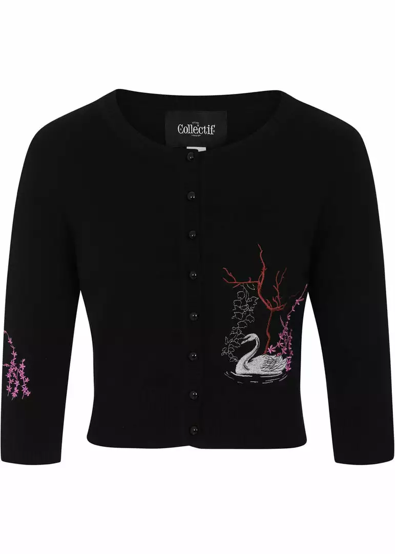 Collectif Lucy Swan Forest 40's Cardigan Black 3 Collectif Lucy Swan Forest 40's Cardigan Black