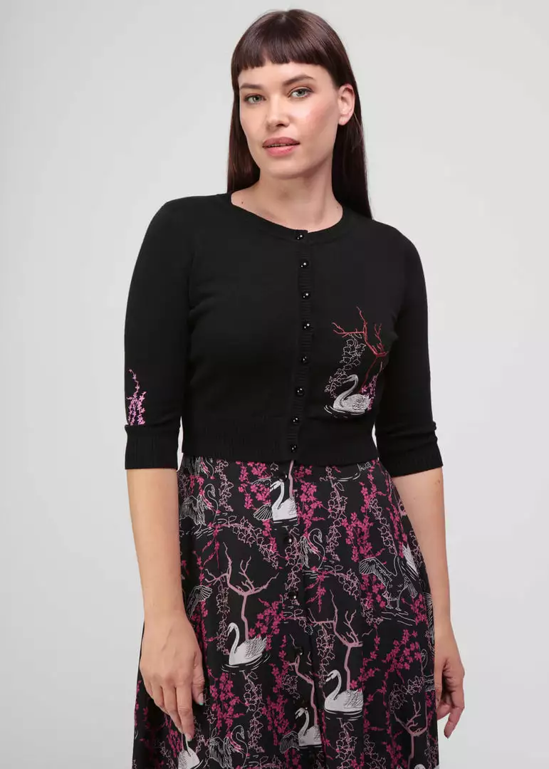 Collectif Lucy Swan Forest 40's Cardigan Black 5 Collectif Lucy Swan Forest 40's Cardigan Black