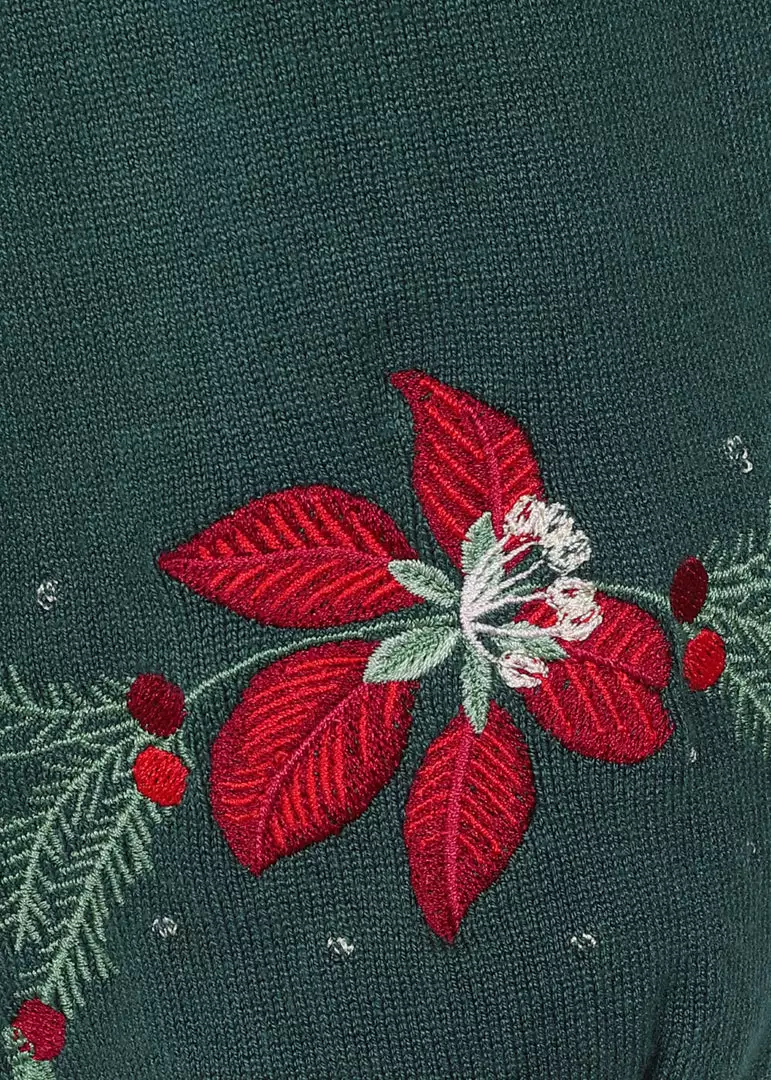 New In Collectif Stevie Escapist Floral 50's Jumper Green 5 New In Collectif Stevie Escapist Floral 50's Jumper Green