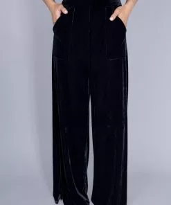 Collectif Virginia Velvet 70's Trousers Black