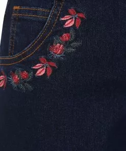 New In Collectif Maggie Floral Denim 70's Jeans Navy