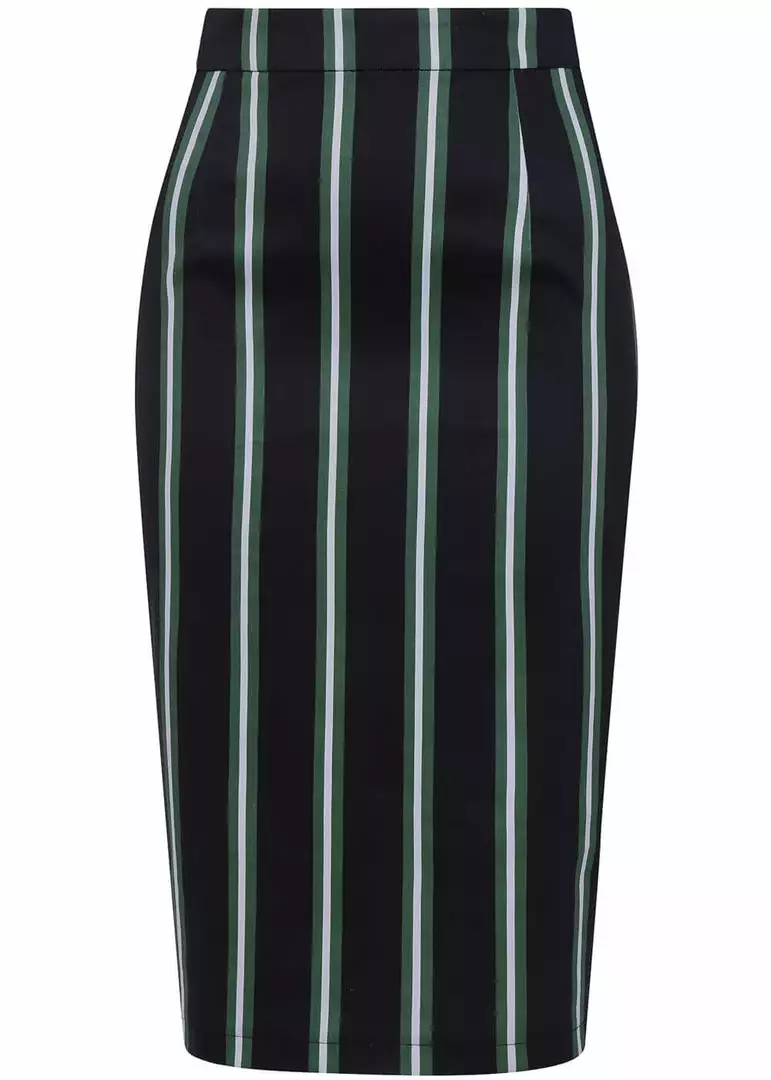 Collectif Polly Witch Stripes 50's Pencil Skirt Black New In 3 Collectif Polly Witch Stripes 50's Pencil Skirt Black New In