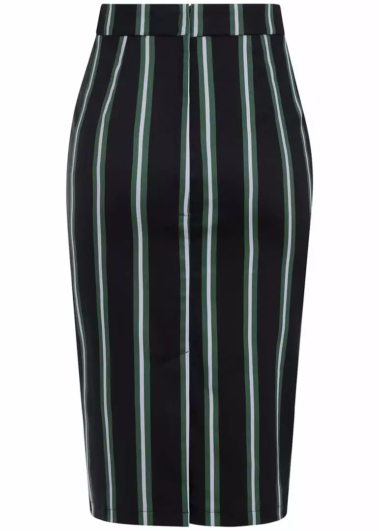 Collectif Polly Witch Stripes 50's Pencil Skirt Black New In 6 Collectif Polly Witch Stripes 50's Pencil Skirt Black New In