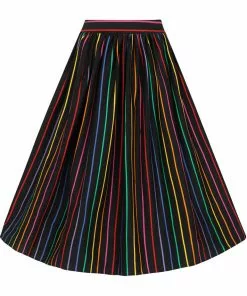 Collectif Jasmine Dark Rainbow 50's Swing Skirt Multi New In