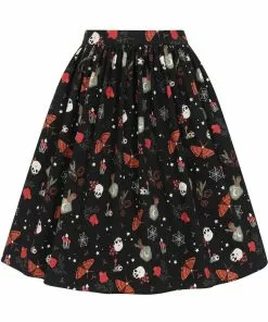 New In Collectif Jasmine Witches Garden 50's Swing Skirt Black