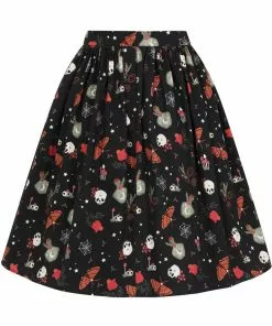 New In Collectif Jasmine Witches Garden 50's Swing Skirt Black