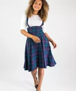 Collectif Alexa Mermaid Check 40's Swing Skirt Teal New In