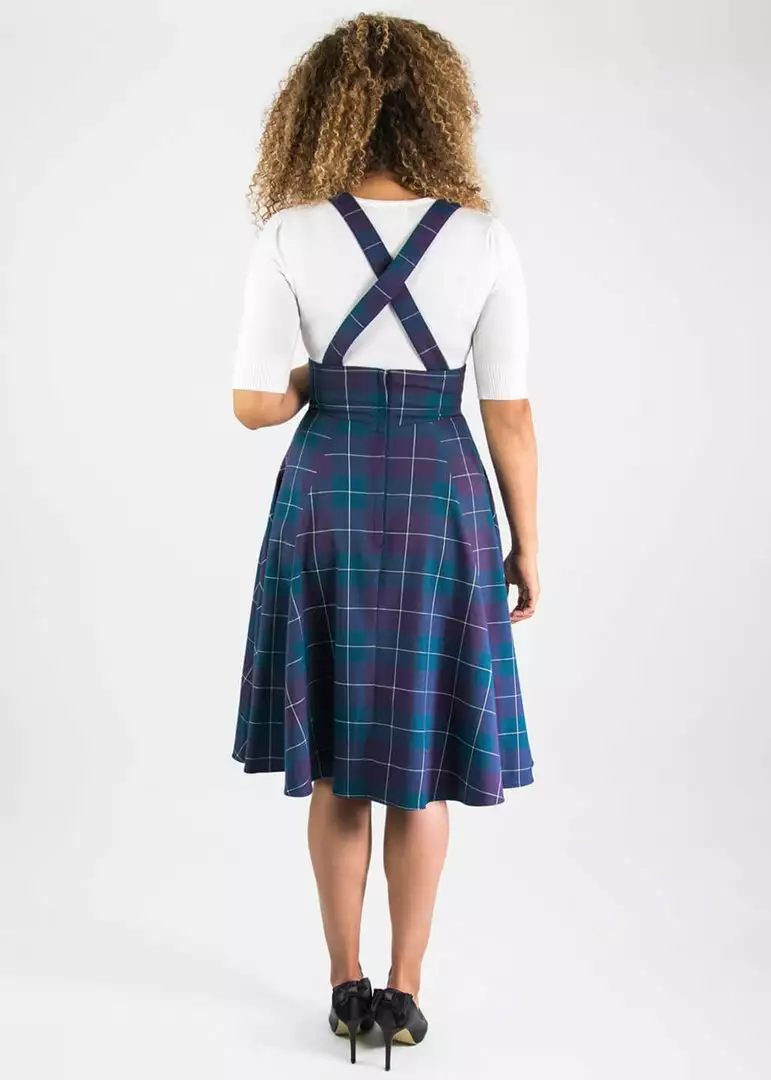 Collectif Alexa Mermaid Check 40's Swing Skirt Teal New In 7 Collectif Alexa Mermaid Check 40's Swing Skirt Teal New In