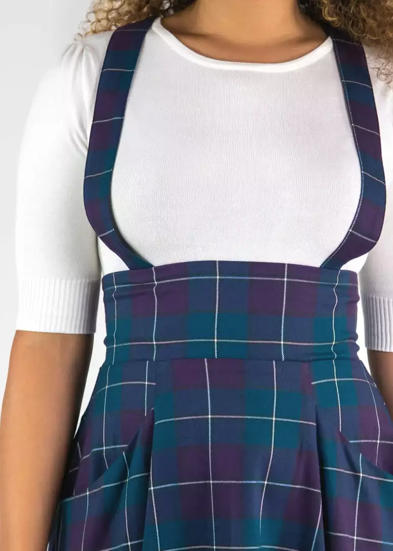 Collectif Alexa Mermaid Check 40's Swing Skirt Teal New In 9 Collectif Alexa Mermaid Check 40's Swing Skirt Teal New In