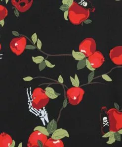 New In Collectif Cassie Deathly Apples 50's Swing Skirt Black