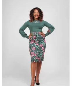 New In Collectif Juanita Escapist Floral 50's Pencil Skirt Multi 9 New In Collectif Juanita Escapist Floral 50's Pencil Skirt Multi