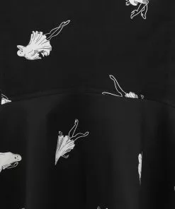 Collectif Winifred Pinup Ghouls 50's Fishtail Skirt Black White New In