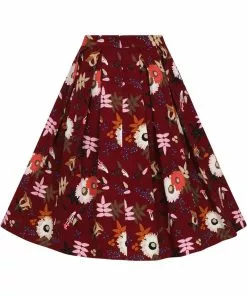 Collectif Marilu Forest Floor 50's Swing Skirt Wine