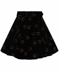 Collectif Adore Pumpkin Glitter 60's Skater Skirt Black Orange New In