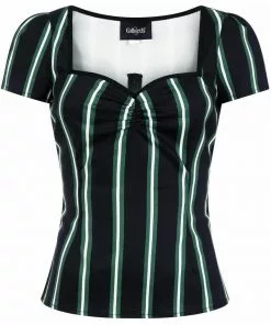 Collectif Mimi Witch Stripes 50's Top Black New In