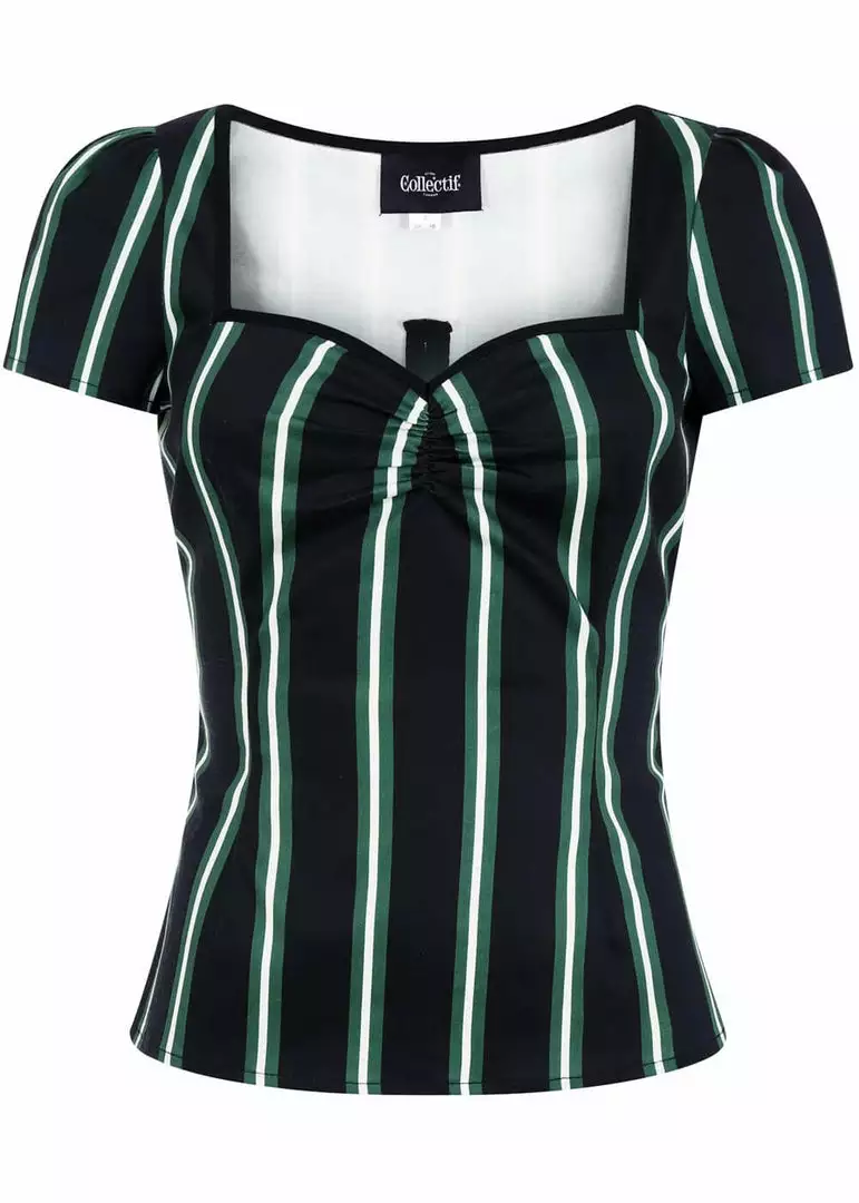 Collectif Mimi Witch Stripes 50's Top Black New In 3 Collectif Mimi Witch Stripes 50's Top Black New In