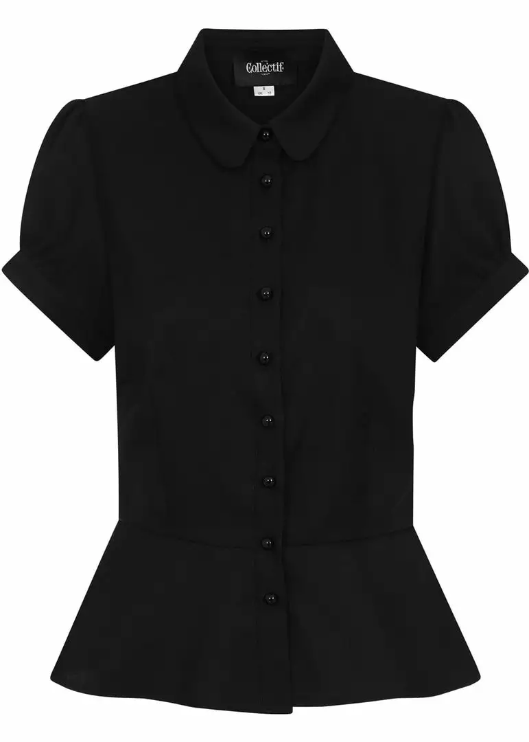New In Collectif Mary Grace 40's Blouse Plain Black 3 New In Collectif Mary Grace 40's Blouse Plain Black