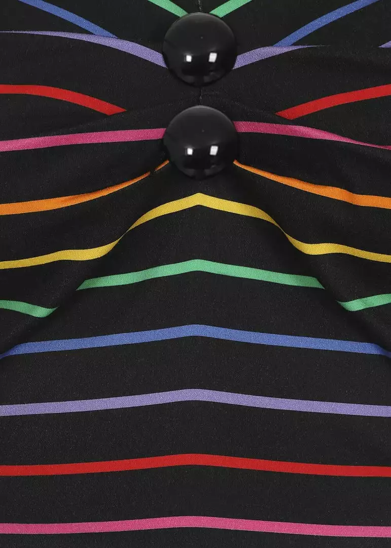 Collectif Dolores Dark Rainbow 50's Top Black Multi New In 5 Collectif Dolores Dark Rainbow 50's Top Black Multi New In