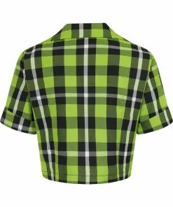 Collectif Ivy Frogs Breath Check 50's Shirt Green New In 10 Collectif Ivy Frogs Breath Check 50's Shirt Green New In