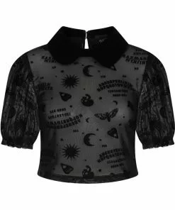 Collectif Ana Ouija Mesh Crop Top Black New In