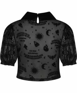 Collectif Ana Ouija Mesh Crop Top Black New In