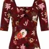 New In Collectif Dolores Forest Floor 50's Top Wine