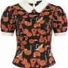 Collectif Peta Pumpkins And Cats 40's Top Black Orange 1 Collectif Peta Pumpkins And Cats 40's Top Black Orange
