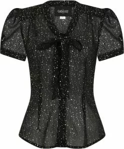 Collectif Tura Little Stars 40's Blouse Black New In