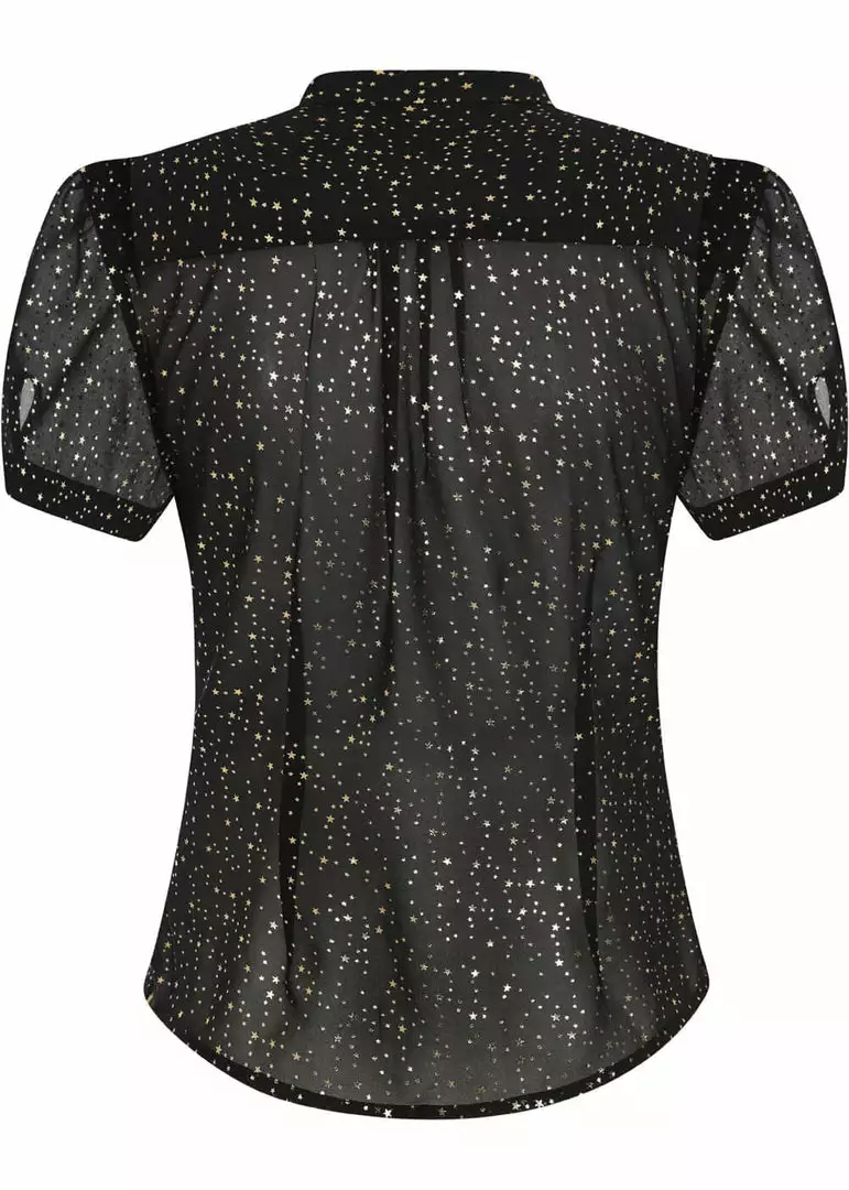 Collectif Tura Little Stars 40's Blouse Black New In 6 Collectif Tura Little Stars 40's Blouse Black New In