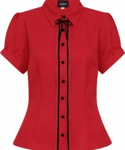 New In Collectif Bryonny 40's Blouse Red