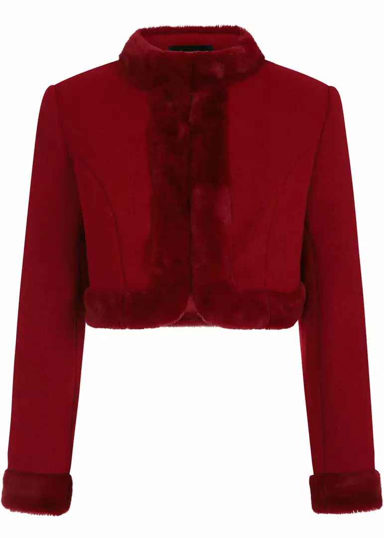 Collectif Marcia Faux Fur 40's Bolero Wine New In 3 Collectif Marcia Faux Fur 40's Bolero Wine New In