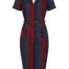 New In Collectif Caterina Jewel Stripe 50's Pencil Dress Multi