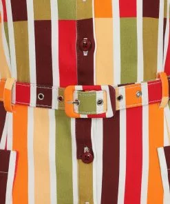 New In Collectif Caterina Alternate Stripe 50's Pencil Dress Multi