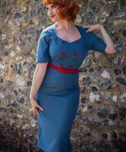 Collectif Aleksi 50's Pencil Dress Petrol New In