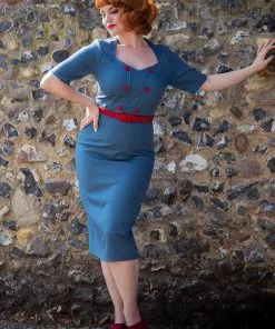 Collectif Aleksi 50's Pencil Dress Petrol New In 10 Collectif Aleksi 50's Pencil Dress Petrol New In