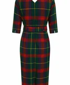 New In Collectif Cerere Etude Check 40's Pencil Dress Multi