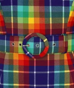 New In Collectif June Rainbow Check 50's Pencil Dress Multi 12 New In Collectif June Rainbow Check 50's Pencil Dress Multi