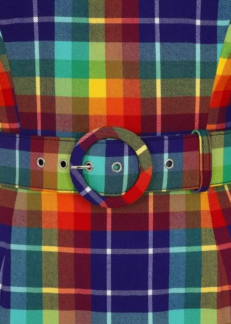 New In Collectif June Rainbow Check 50's Pencil Dress Multi 5 New In Collectif June Rainbow Check 50's Pencil Dress Multi