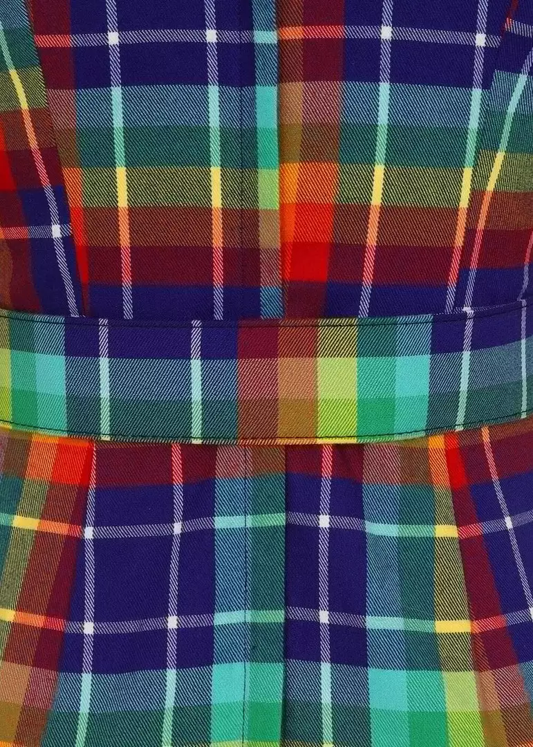 New In Collectif June Rainbow Check 50's Pencil Dress Multi 7 New In Collectif June Rainbow Check 50's Pencil Dress Multi