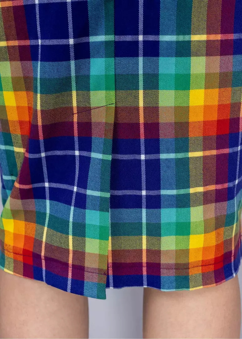 New In Collectif June Rainbow Check 50's Pencil Dress Multi 10 New In Collectif June Rainbow Check 50's Pencil Dress Multi