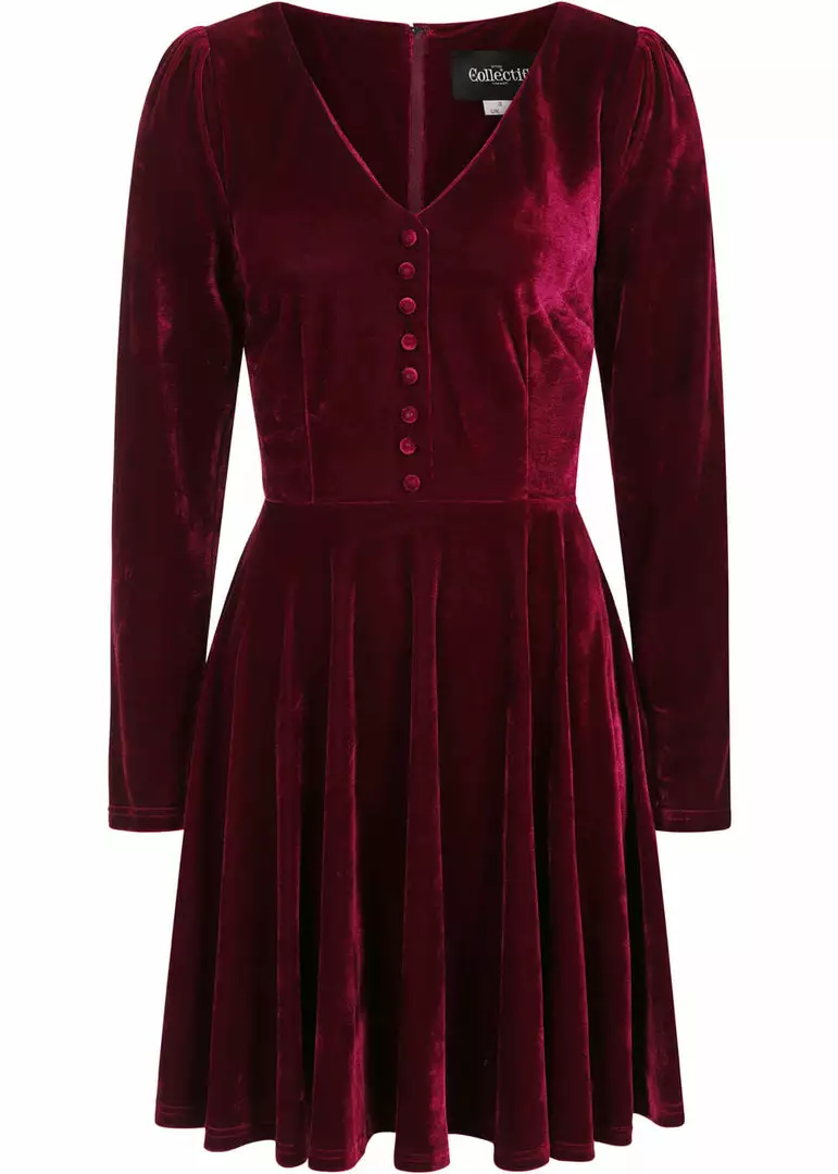 Collectif Clarina 60's Mini Dress Wine 3 Collectif Clarina 60's Mini Dress Wine